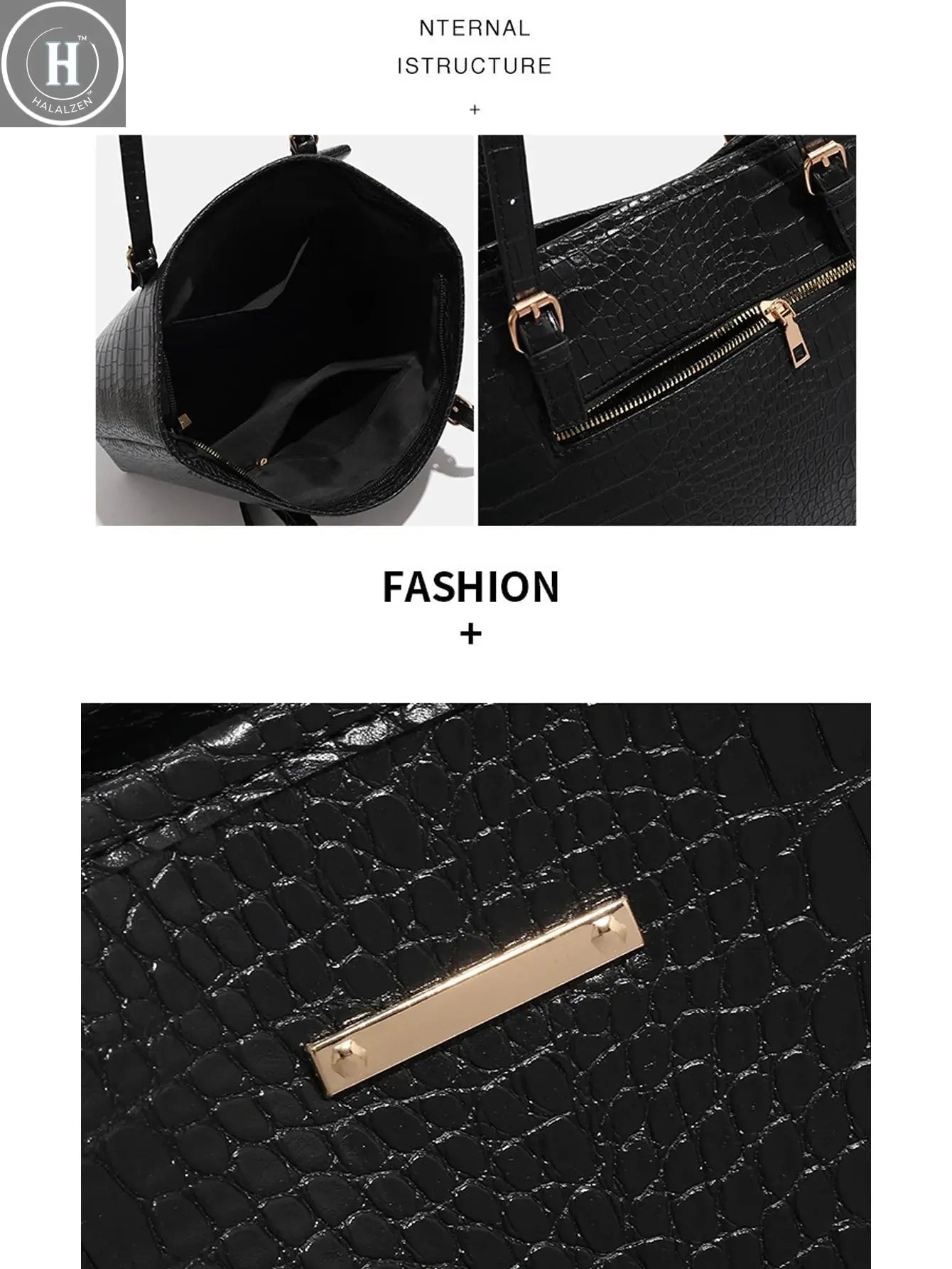2024 Premium Handbag with Crocodile Pattern Commuting Shoulder Bag Large Capacity Tote Bag Fashion Women's Bag HALALZEN