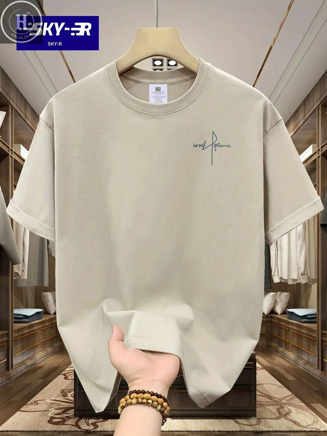 Summer Men's 100% Cotton Casual Sports Loose Large Size Letter Pattern Printed Comfortable Round Neck Short Sleeve T-shirt Top HALALZEN