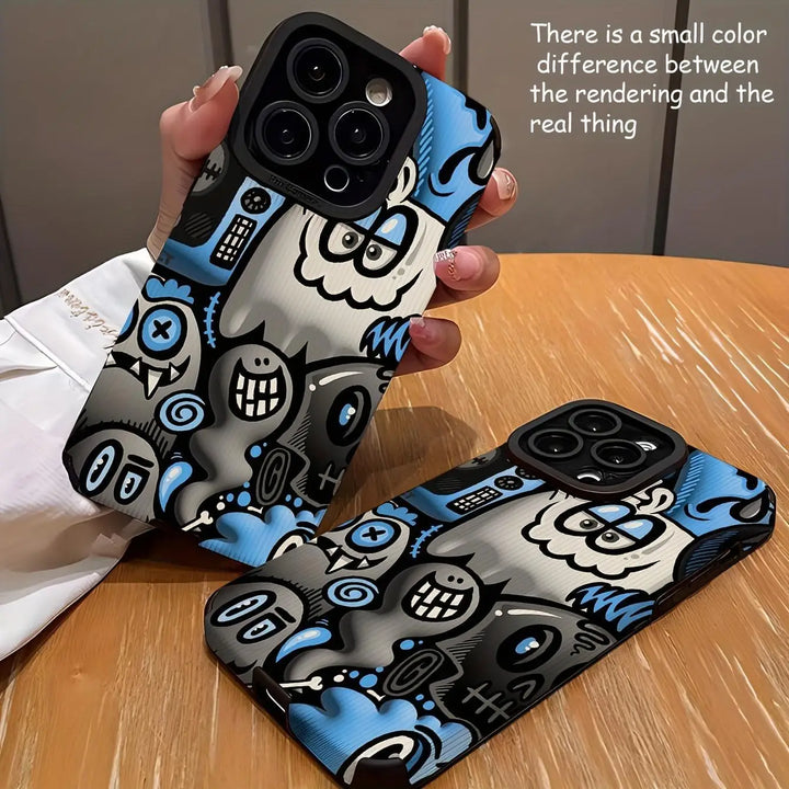 Creative Cartoon Graffiti Pattern Phone Case Protective Cover Compatible with IPhone IPhone 16 Pro Max 15 Pro 14Plus 13 12 11