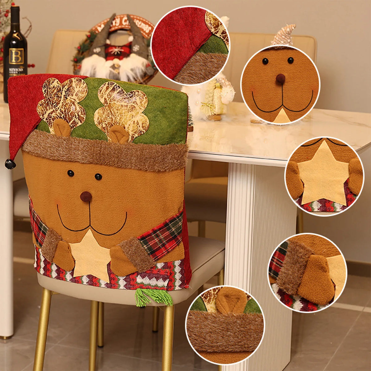 2024 New Christmas Decoration Figurine Chair Cover And Stool Cover Decoration Christmas Home Party Decorations