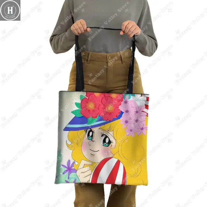 Candy Candy Anime Tote Bag Female 90s Vintage Cartoon Shoulder Bags Women Handbag Large Capacity Storage Bag Eco Shopping Bags HALALZEN