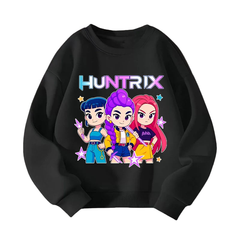 KPop Demon Hunters HUNTRIX Pirnt Hoodie Autumn Long Sleeve Tops Women's Clothing Sweatshirts
