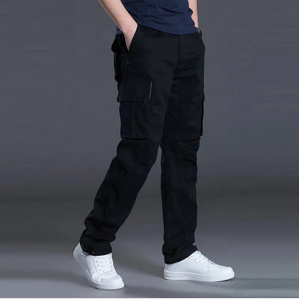 2025 Cotton Multi Flap Pockets Men's Straight Leg Cargo Pants Loose Casual Outdoor Pants Men's Work Pants For Hiking Tactical Halalzen UK