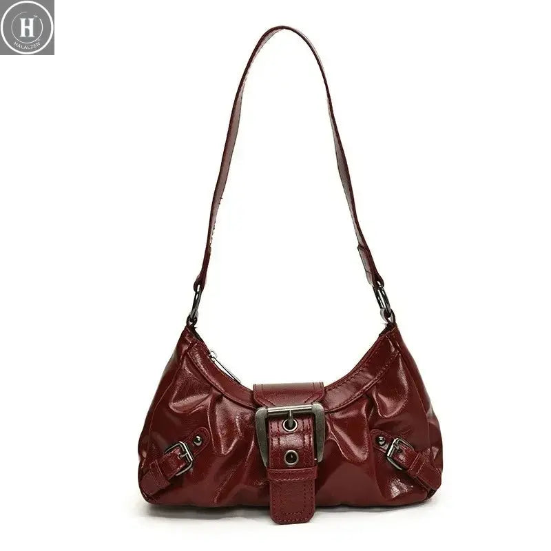 Y2K Retro Pleated Hobo Shoulder Bag for Women Hot Selling Maillard Style Underarm Bag Clutch Handbags for Travel Work Shopping HALALZEN