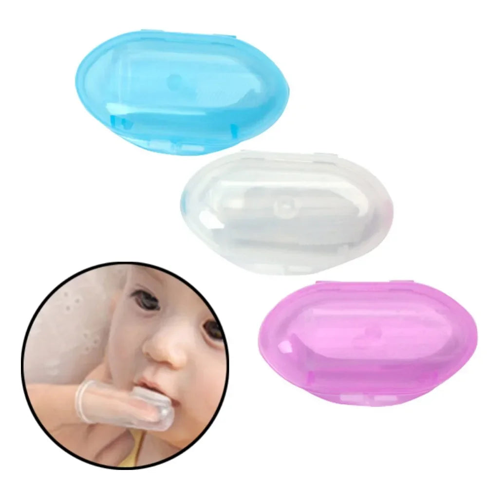 Fulljion Dental Care Baby Toothbrush Kids Silicone Finger Brush Clear Massage Soft Teether With Box For Infant Boy Girl Teeth