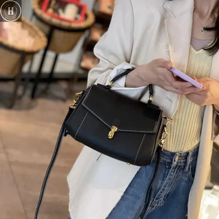 Genuine Leather Women's Bag New Trendy All-match Messenger Shoulder Bag Ladies Fashion First Layer Cowhide Handbag High Quality HALALZEN
