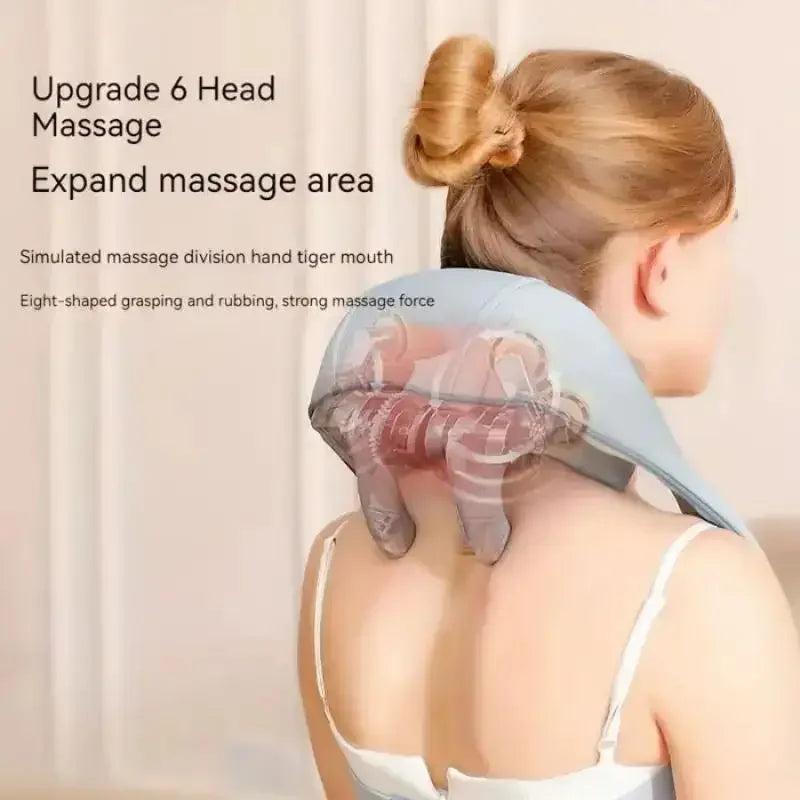 2025 Bionic Neck Shoulder Massager Kneading Massager Shawl 3-Level Modes Neck Cervical Waist Leg Body Muscles Massage Pillow