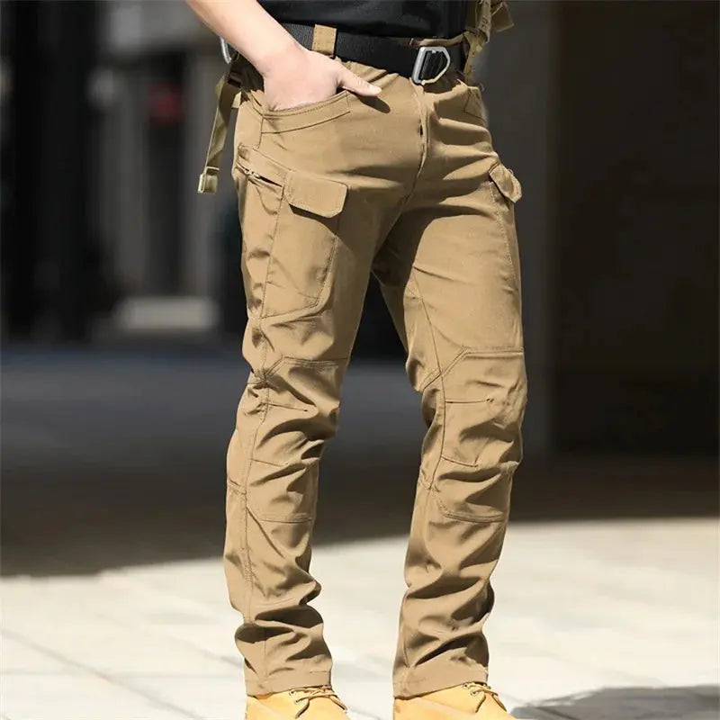 Men Fashion Cargo Pants Solid Color Multi-Pockets Waterproof Trousers Fall Casual Jogger Pants Sweatpants Halalzen UK