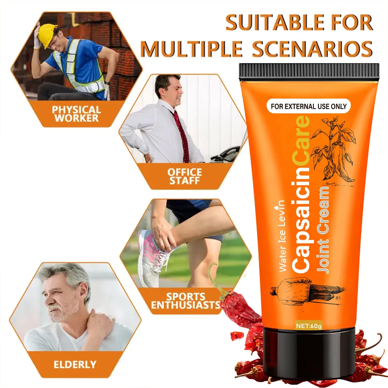 Capsaicin Care Joint Cream with Glucosamine & Vitamin C - Soothes & Moisturizes, Targeted Relief for Fall & Winter Joint Support