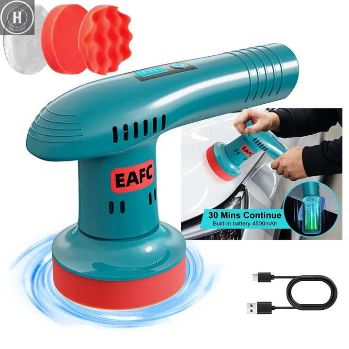 Handheld Wireless Car Paint Waxing and Polishing Machine Cordless Car Polisher 3Speed Automobile Polishing Sealing Glaze Machine HALALZEN