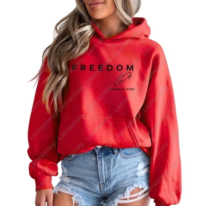 Charlie Kirk Freedom Drop Shoulder Sweatshirt Freedom Graphic Hoodies Men Woman Charlie Kirk Turning Point Pullovers Hoodie