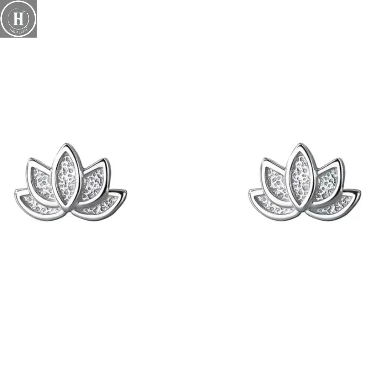 925 Sterling Silver Lotus Flower Small Stud Earrings For Women Piercing Luxury Elegant High Jewelry Best Selling HALALZEN