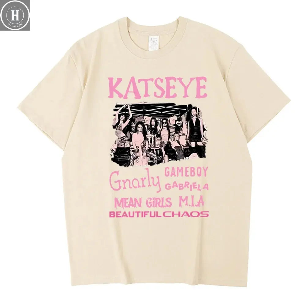NEW Katseye Beautiful Chaos T-shirt High Quality Retro Cotton Tee for Woman Man Graphic Short Sleeve Shirt Unisex Tops T Shirt HALALZEN