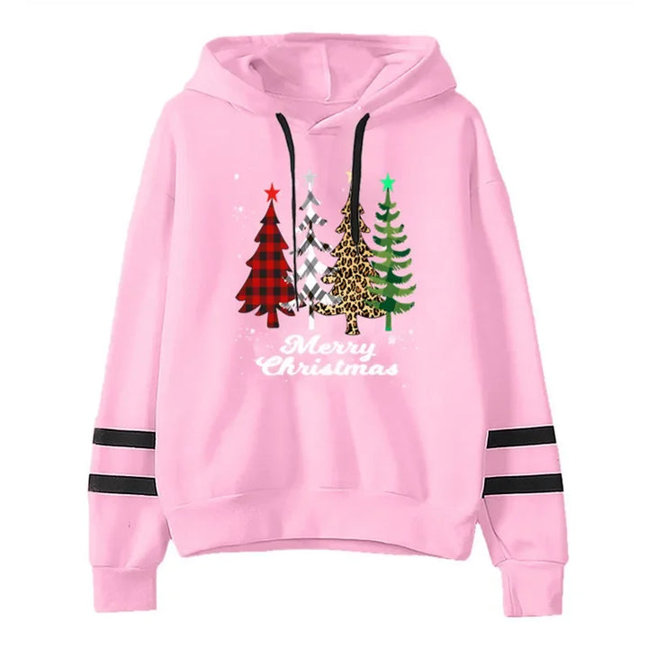 Women's Hoodie Sweatshirt Christmas Print Color Block Cross-Border Fleece Thickened Capri Pants Casual Streetwear