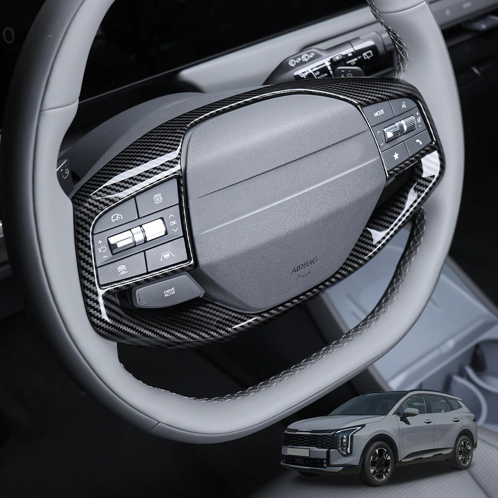 US For Kia NQ5 2026/EV6 2026 /EV3/EV4/K4 Car Tuning Carbon Fiber Steering Wheel /GT Steering Wheel Button Trim Cover Accessories