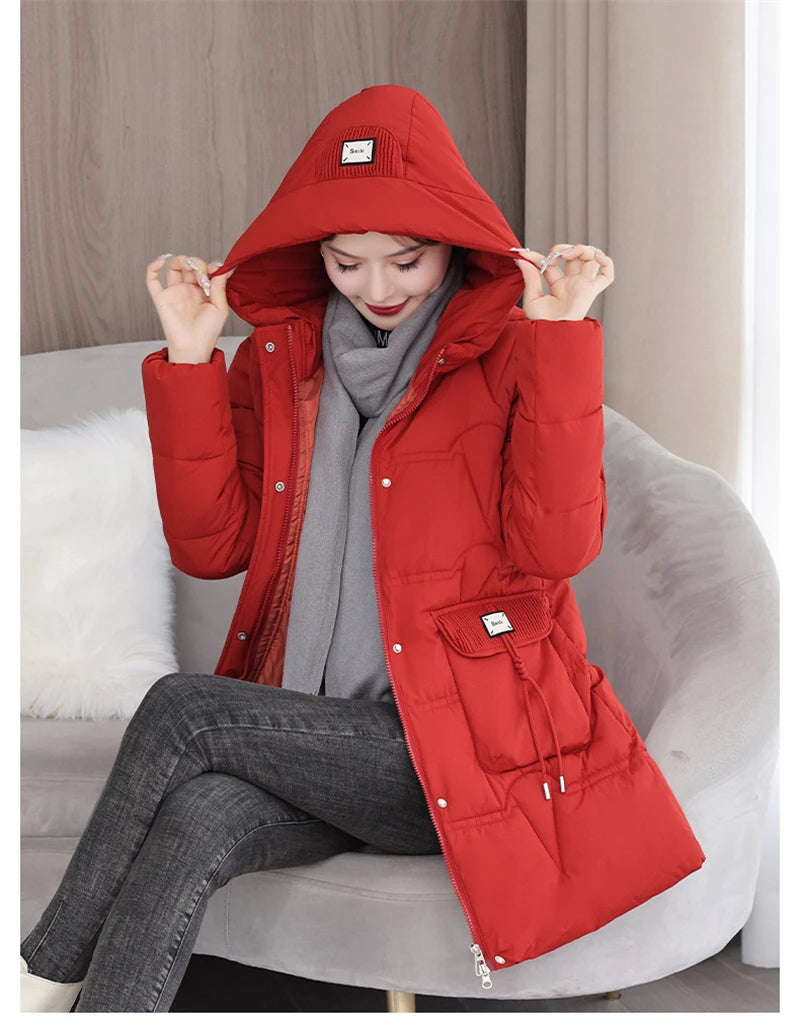 Winter Jacket Women's Parka Coat 2024 New Long Coat Down Snow Wear Outerwear Female Hooded Waterproof Cotton Padded Puffer Parka