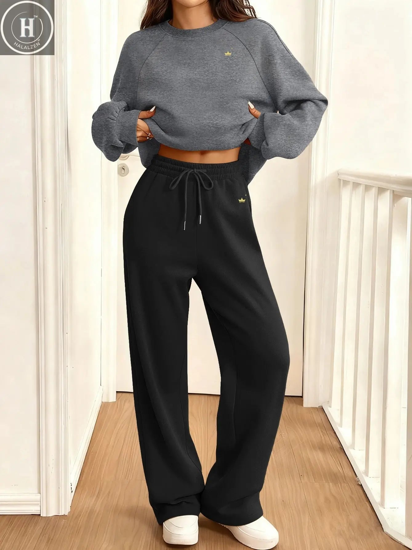 2026 Autumn Winter Fashion Loose Set Round Neck Sportswear Women's Two-Piece Outfit HALALZEN