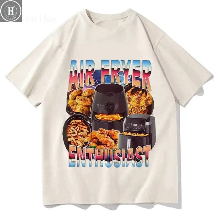 Air Fryer Enthusiast Funny Cooking Meme T-Shirt Men Women Fashion Vintage Short Sleeve T-shirts Cotton Casual T Shirt Streetwear HALALZEN