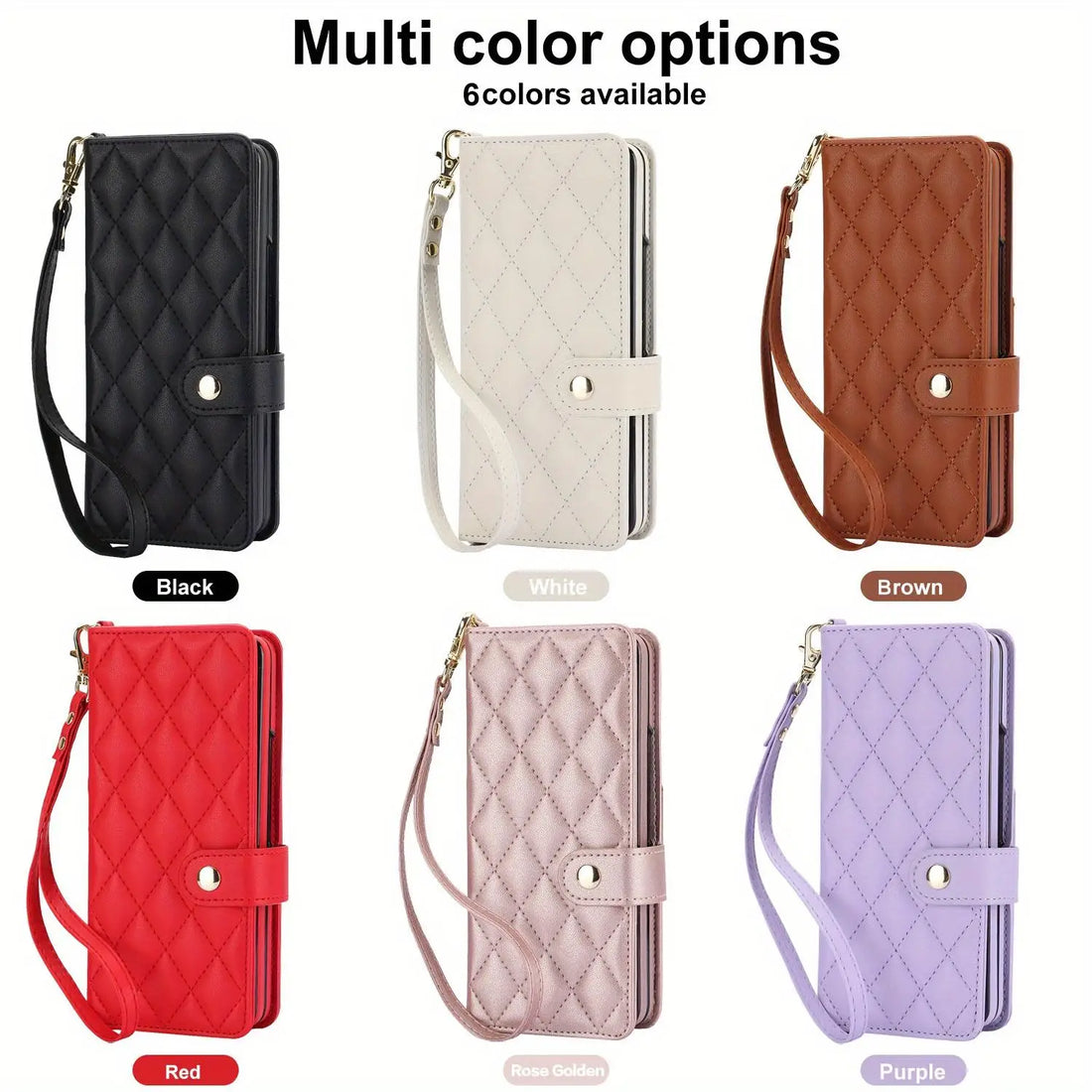 PU Leather Flip Wallet Case For Samsung Galaxy Z Fold 6 5 4 3 5G With Holder Crossbody Wrist Strap Card Slot Stand Phone Cover