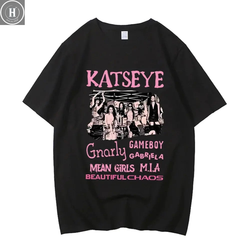 NEW Katseye Beautiful Chaos T-shirt High Quality Retro Cotton Tee for Woman Man Graphic Short Sleeve Shirt Unisex Tops T Shirt HALALZEN