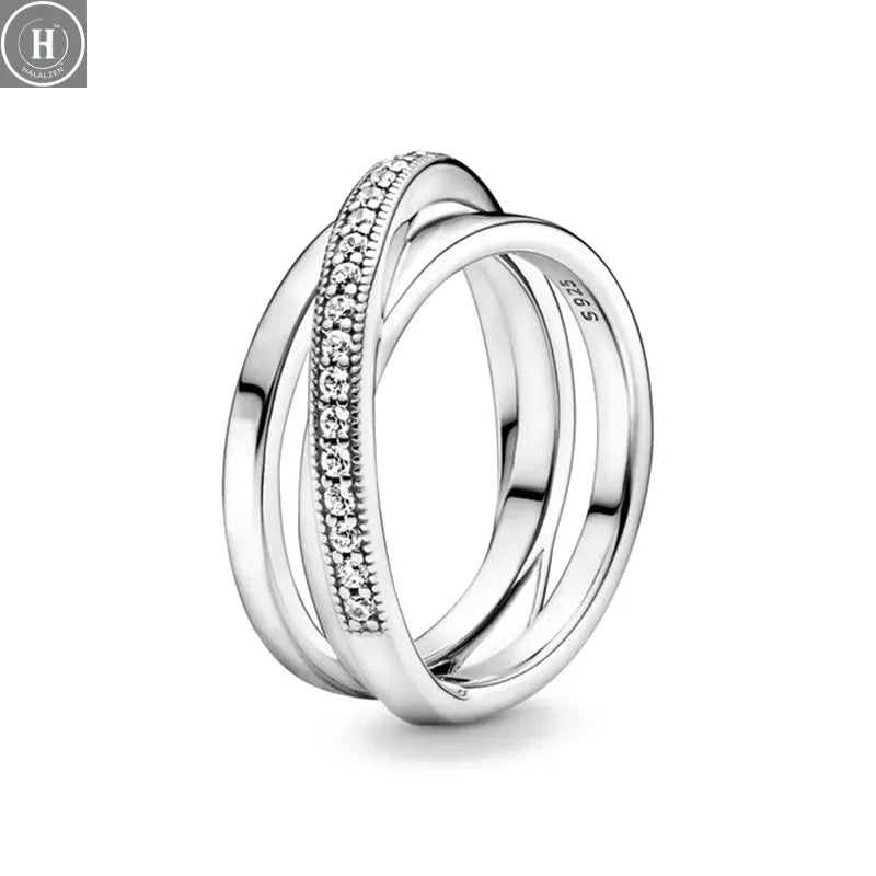 Hot Sale Original 925 Sterling Silver Women Finger Rings for Women Silver Love Heart Rhomboid Moon Star Luxury Jewelry Trinkets HALALZEN
