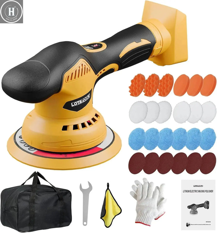Car Detailing and Polishing Compatible with Dewalt 20V Battery, 5500 RPM Dual-Action Polisher with 6 Variable Speeds HALALZEN