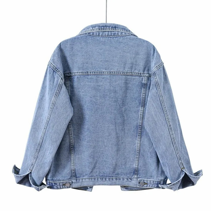 Autumn New Retro Blue Denim Jacket Women's Loose Korean Version Large Size Foreign Trade Ins Trendy BF Style Top