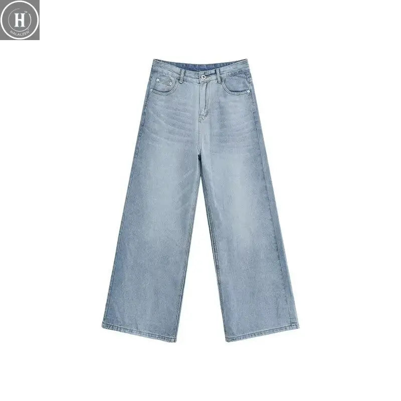 Summer Men Denim Jeans Male Wash Straight Wide Leg Baggy Loose Trousers New Fashion High Street Hot Sale Casual Trousers Halalzen UK