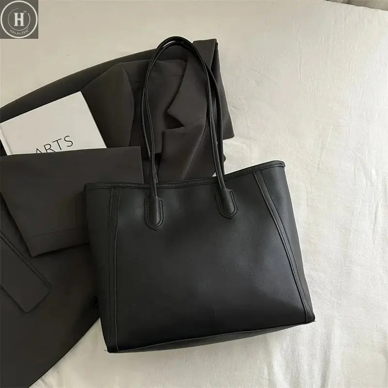 Korean Soft Tote Bag Faionable Commuter Women's Handbag 2025 New Trendy Versatile Oulder Bag High Quali PU Leather HALALZEN