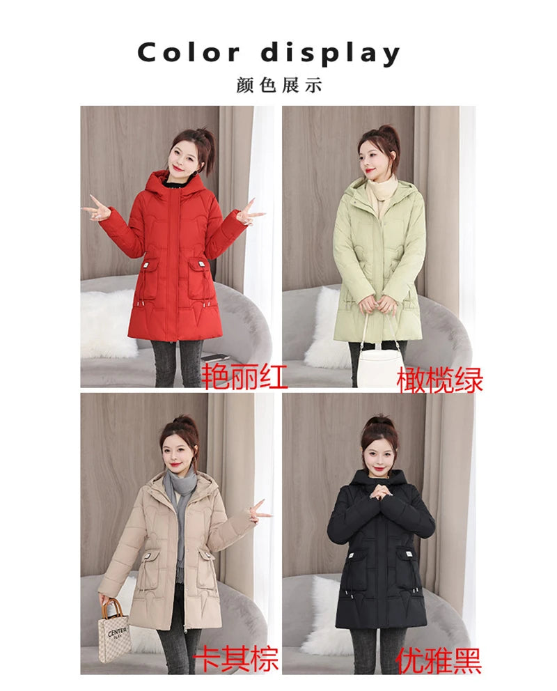 Winter Jacket Women's Parka Coat 2024 New Long Coat Down Snow Wear Outerwear Female Hooded Waterproof Cotton Padded Puffer Parka