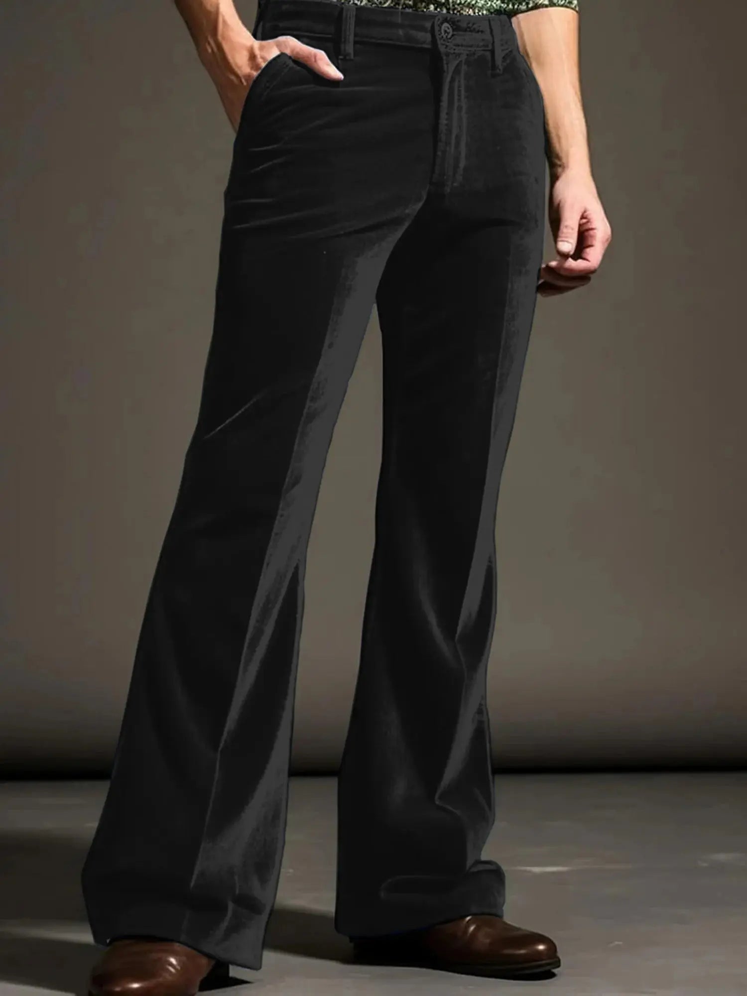 Men s Classic Fit Flared Dress Pants Elegant Solid Color Bell Bottom Trousers for Work Events Wedding Ceremony and Casual Wear Halalzen UK