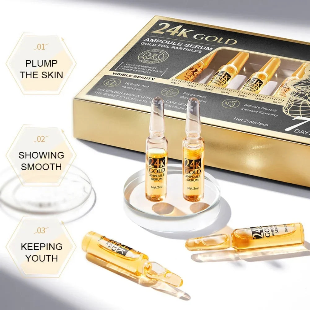 Korean 24K Gold Hyaluronic Acid Serum Protein Thread Lifting Filler Absorbable Collagen Protein Thread Vitamin C Facial Essence HALALZEN
