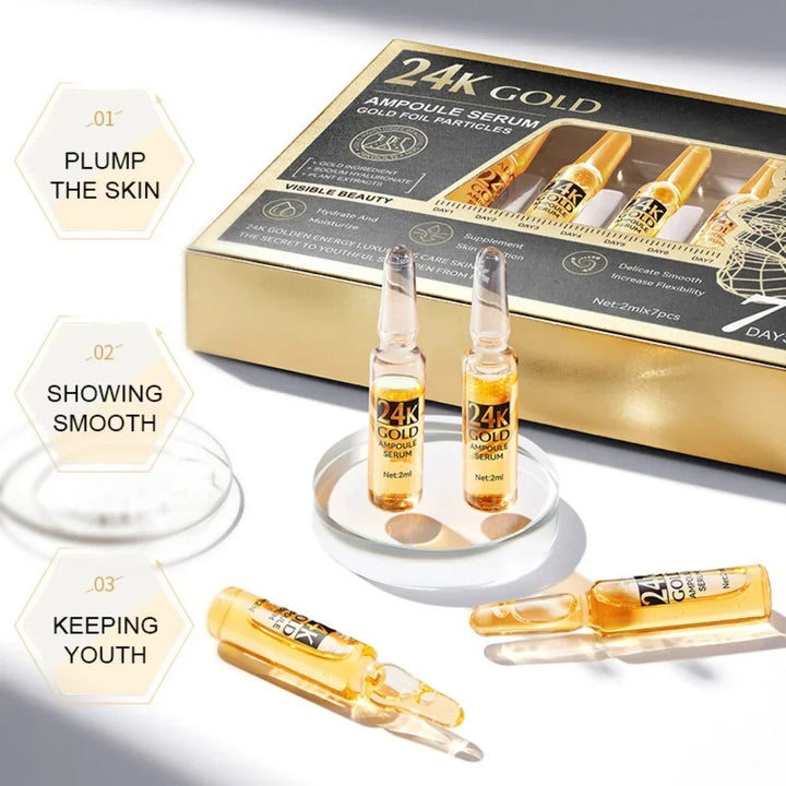 Korean 24K Gold Hyaluronic Acid Serum Protein Thread Lifting Filler Absorbable Collagen Protein Thread Vitamin C Facial Essence HALALZEN