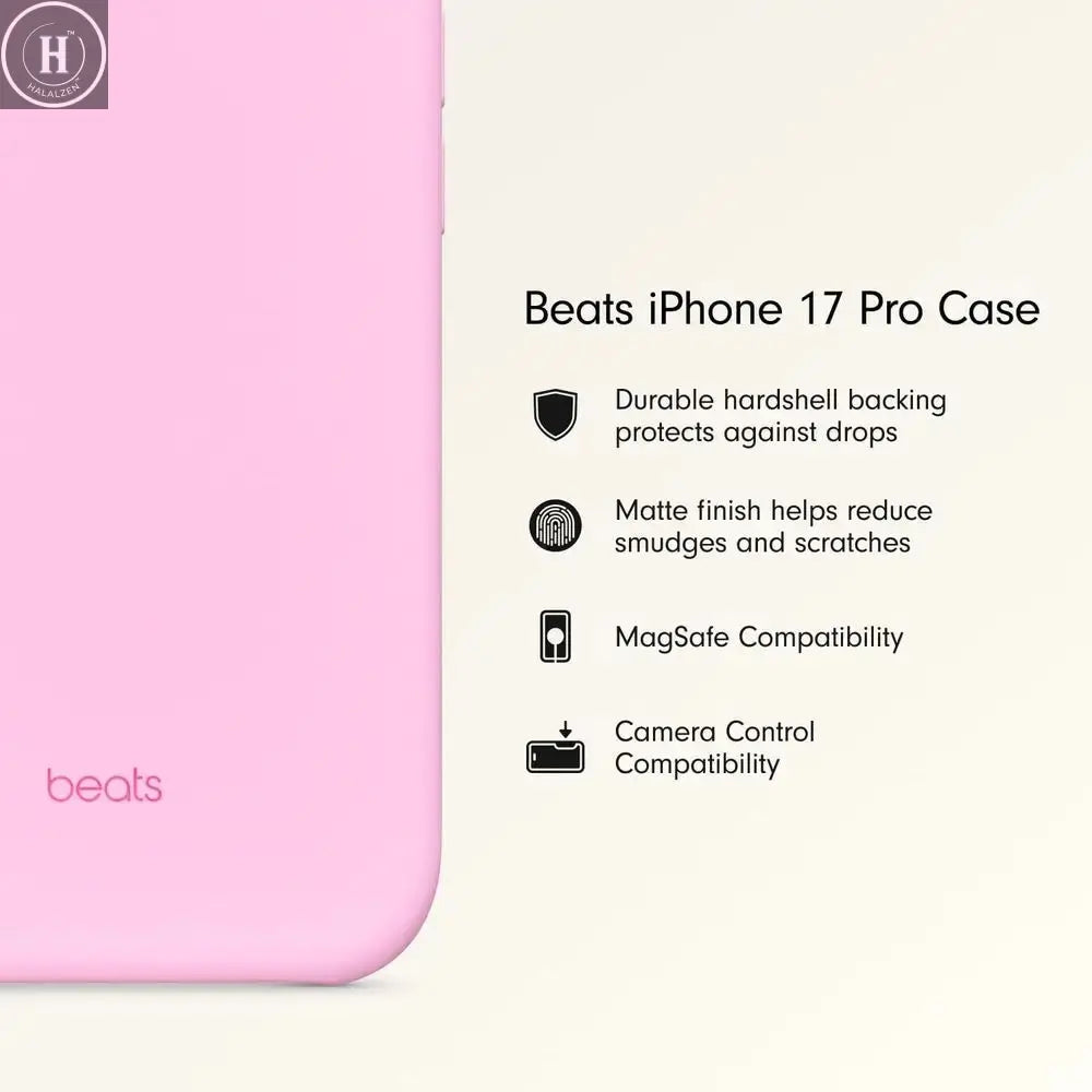 Matte Pebble Pink iPhone 17 Pro Case with MagSafe & Camera Protection, Microfiber Interior Halalzen UK