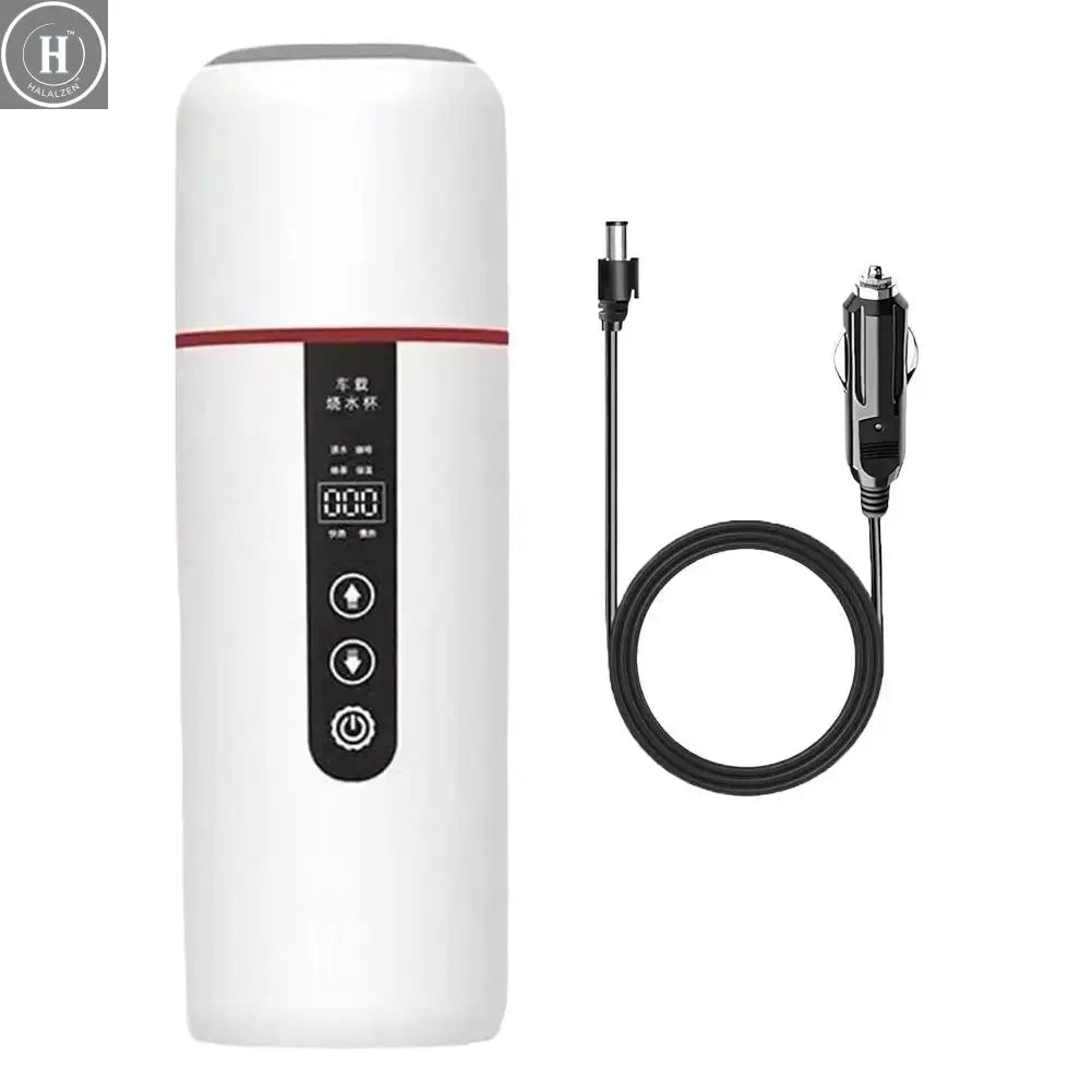 12v/24v 500ML Smart Car Heating Cup Portable Electric Kettle Touch Screen Thermal Mug Stainless Steel Water Heater Bottle HALALZEN