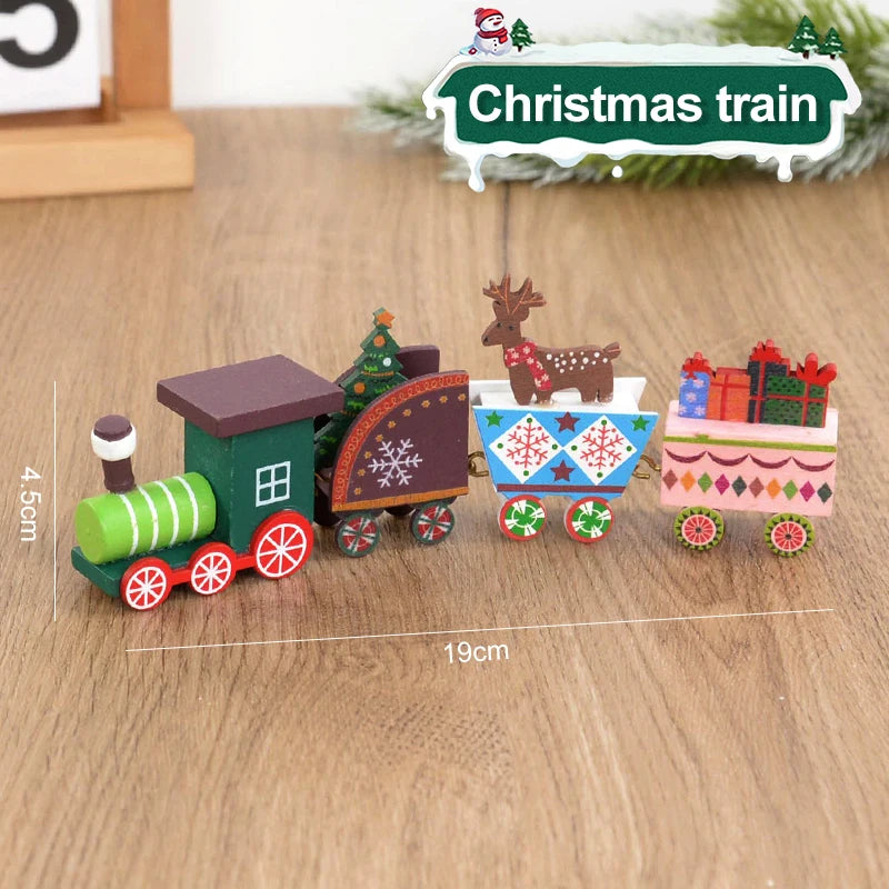 Christmas Wooden Train Merry Christmas Decorations for Home 2024 Xmas Tree Ornament  Navidad Noel Kids Gift Happy New Year 2025