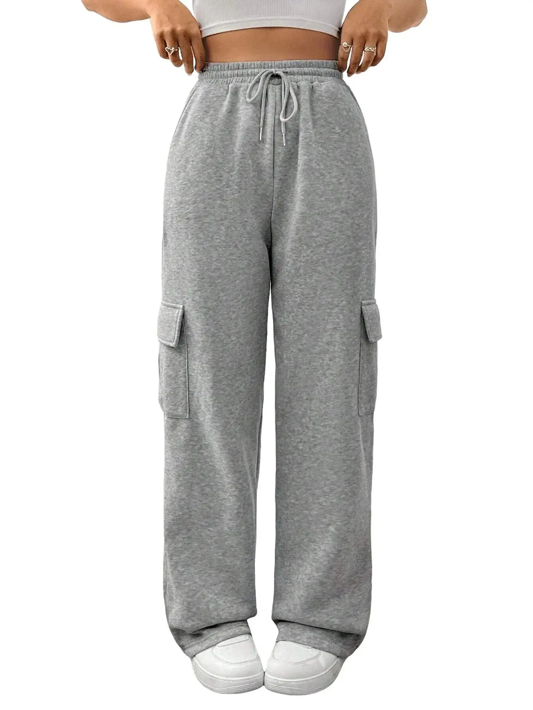 Women Running Cargo Sweatpants Fall Straight Baggy Wide Leg Lounge Pants Casual Workout Joggers Pants with Pockets Halalzen UK