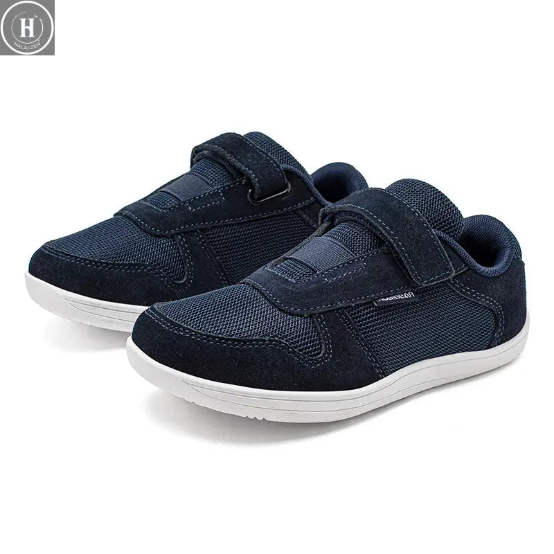 HOBIBEAR Wide Barefoot Shoes Boys Girls Artificial Leather Mesh Lightweight Breathable Sneakers Minimalist Zero Drop Shoes HALALZEN