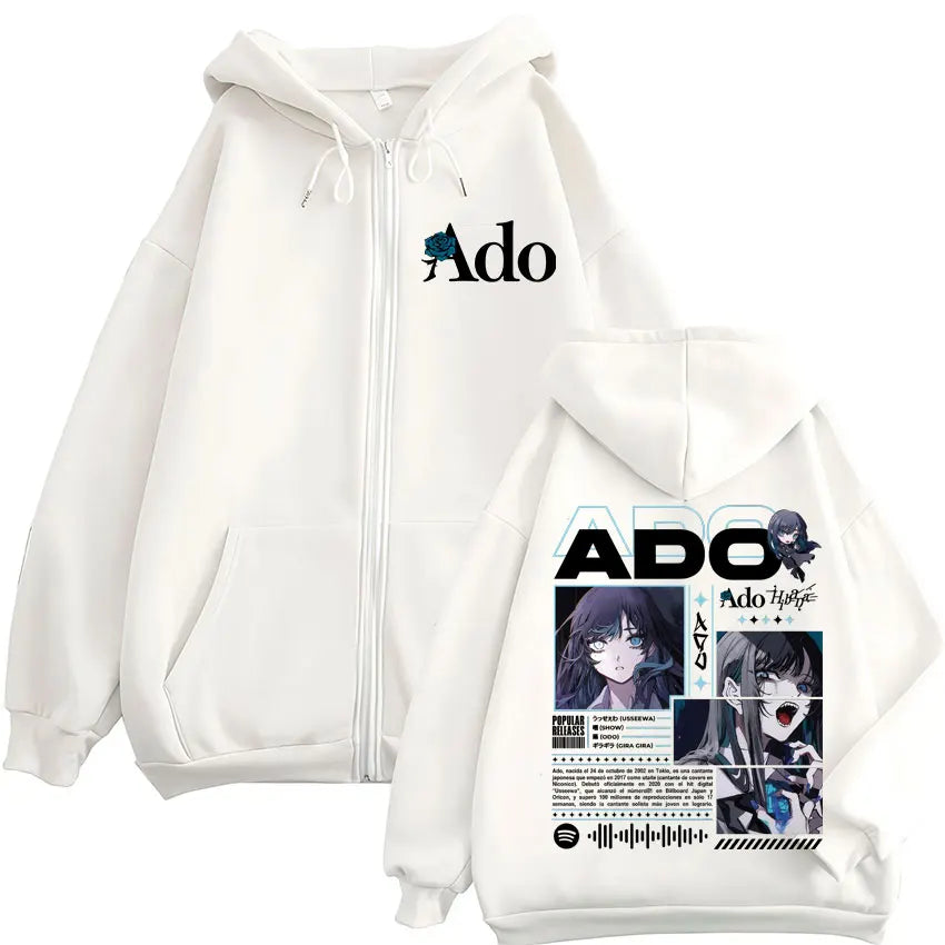 Ado World Tour 2025 Hibana Zipper Hoodies Men Women Clothing Fashion Harajuku Zip Up Sweatshirts Pullover Jacket Coat Streetwear