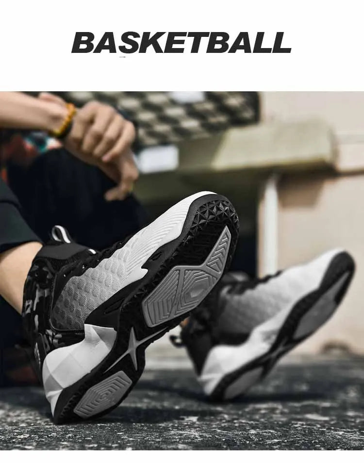 Men's Basketball Shoes Breathable Cushioning Non-Slip Wearable Sports Shoes Gym Training Athletic Basketball Sneakers