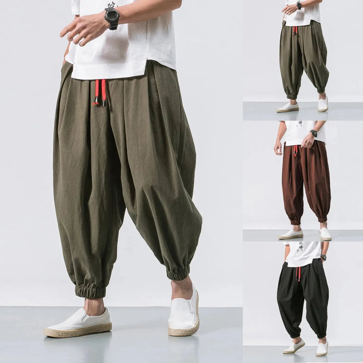 New Oversize Men Loose Harem Pants Autumn Chinese Linen Overweight Sweatpants High Quality Casual Brand Trousers Male Halalzen UK
