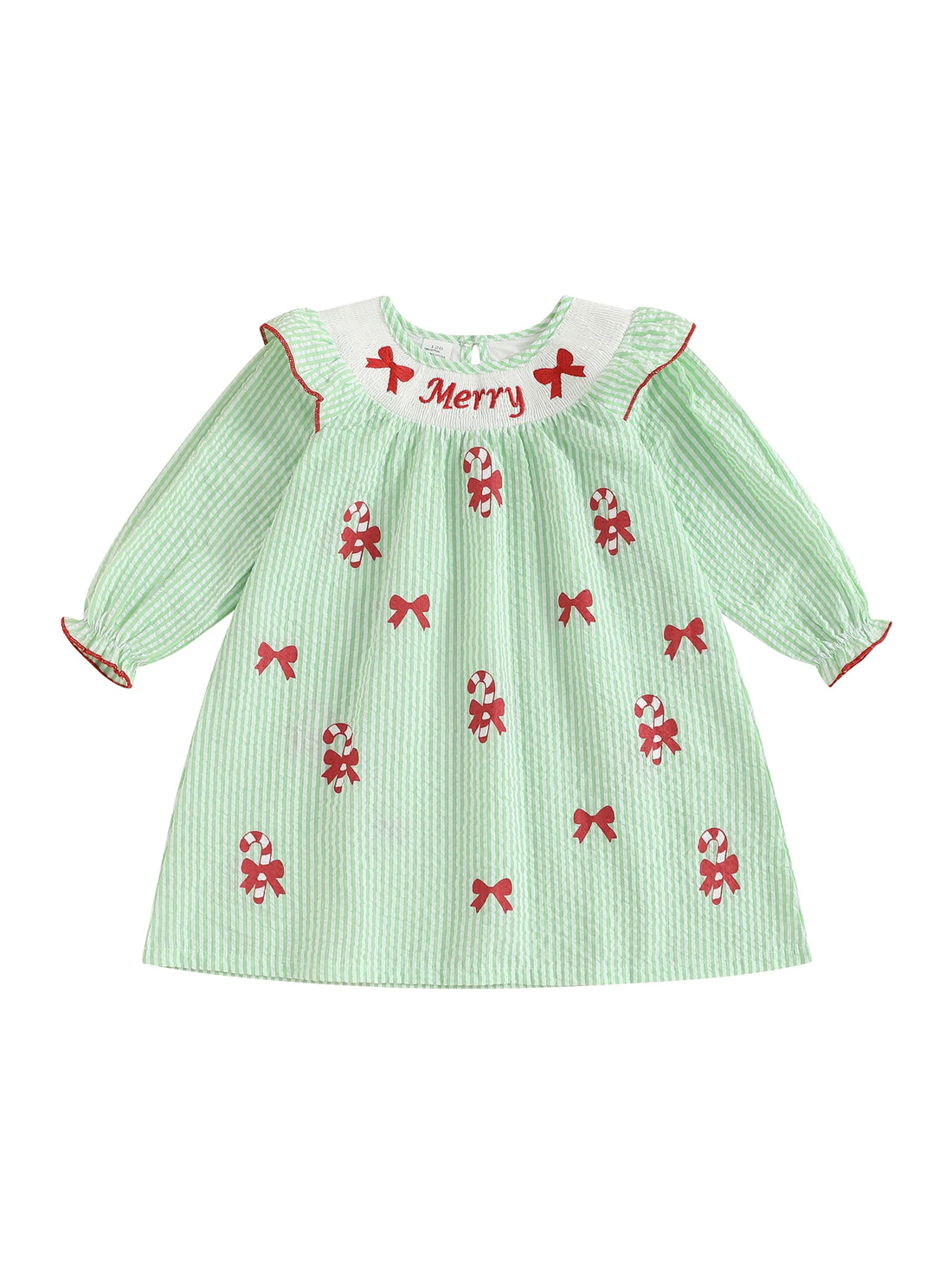 Girls Christmas Dress Festive Long Sleeve Dress with Embroidered Snowflakes and Santa Claus Pattern Holiday Party Dress for