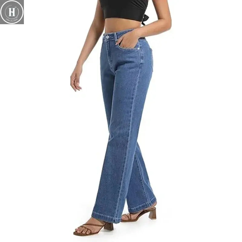 2025 Women Pink Beige Straight Leg Jeans Female Retro Solid High Waisted Denim Pants Girls Trendy Fashion Daily Cheap Trousers Halalzen UK