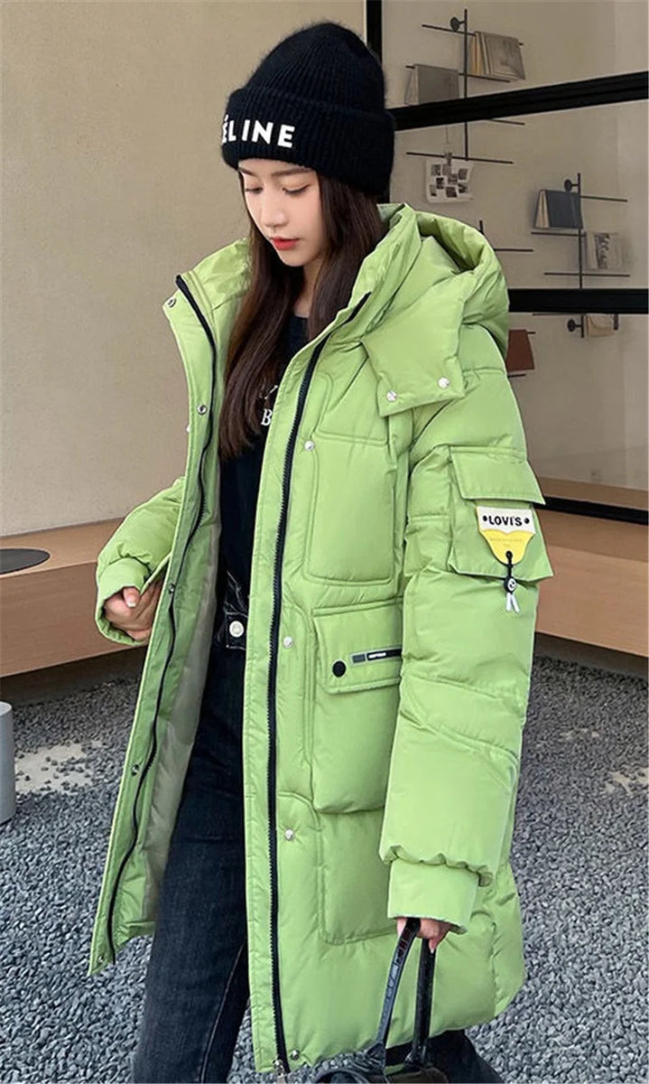 2023 New Women's Jacket Winter Parka Down Cotton Jackets Casual Long Coat Loose Thick Warm Hooded Parkas Waterproof Outwear