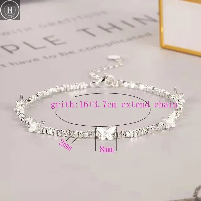 VENTFILLE 925 Sterling Silver Butterfly Bracelet for Girl Bead String Design Insect Fashion Versatile Jewelry Gift Dropshipping HALALZEN