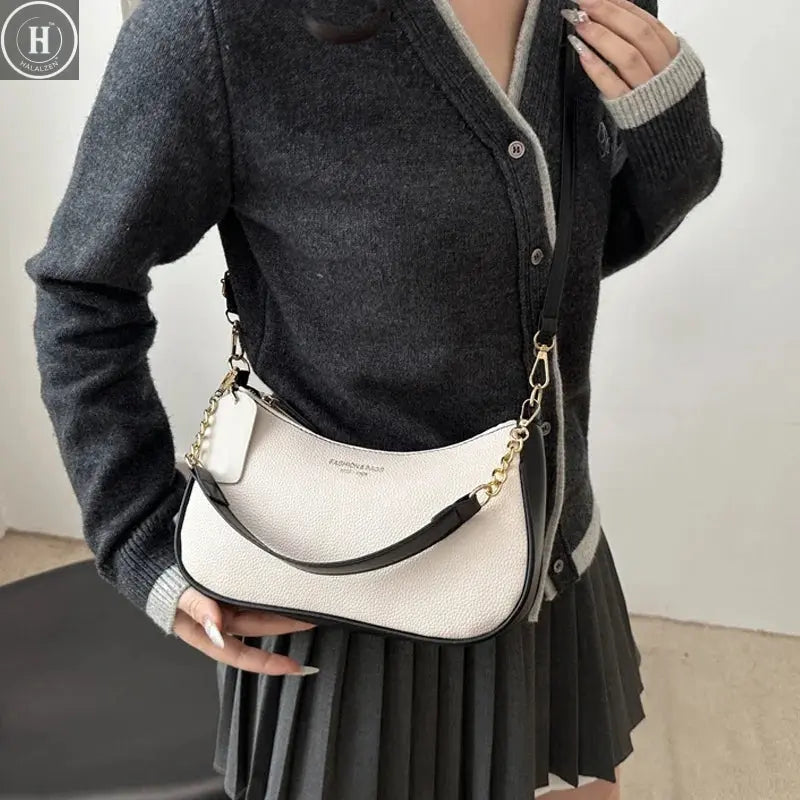 Cherry Pendant Crossbody Bag for Women PU Leather Crescent Bag Adjustable Strap Underarm Bag Closure Handbag for Work Travel HALALZEN