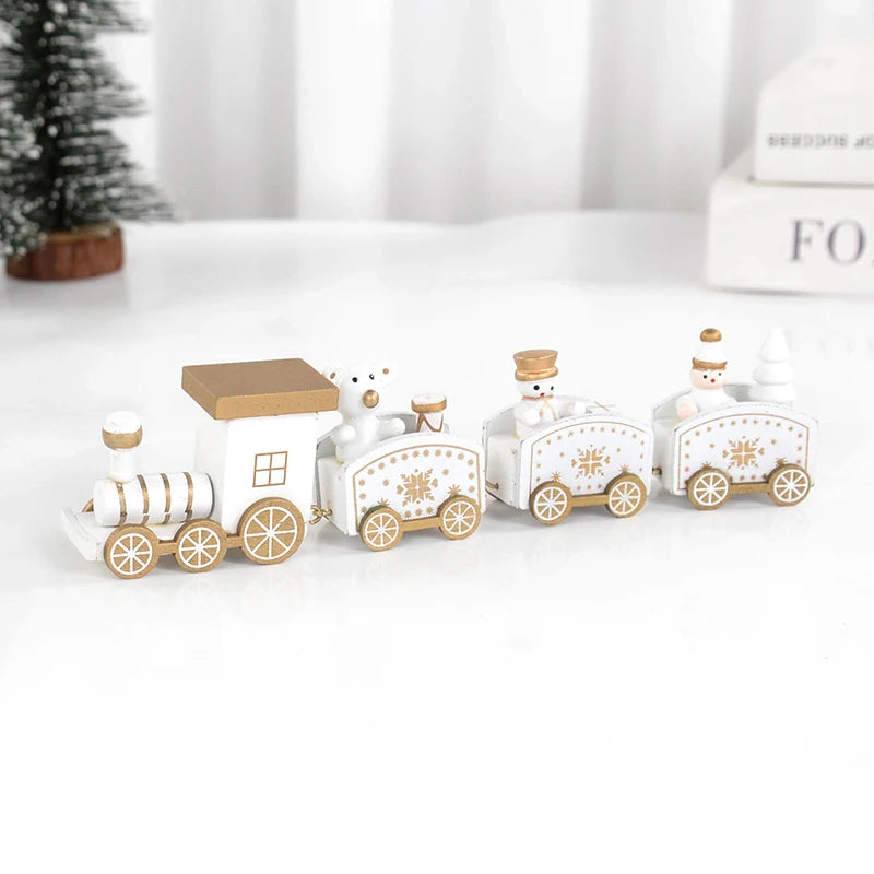 Christmas Wooden Train Merry Christmas Decorations for Home 2024 Xmas Tree Ornament  Navidad Noel Kids Gift Happy New Year 2025