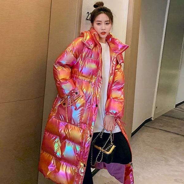 2023 New Female Winter Waterproof Long Parkas Cotton Padded Jacket Women Hooded Thick Warm Snow Coat Fashion Oversized Outerwear