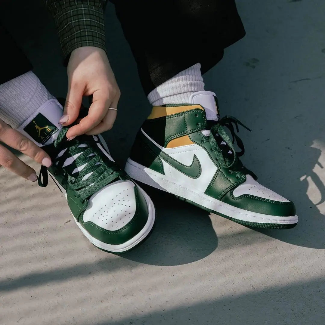 Original Air Jordan 1 Mid "Sonics" For Women's and Men's Unisex Trend Retro Mid-Top Retro Classic Basketball Shoes 554724-371