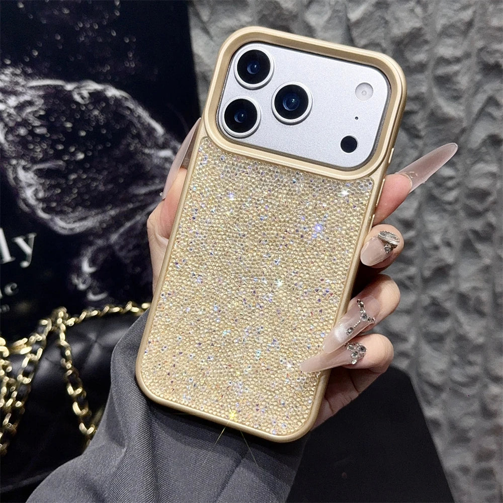 Luxury Glitter Diamond Phone Case For iPhone 17 16 15 14 13 12 11 Pro Max Plus Shiny Rhinestone Shockproof Anti-fall Back Cover